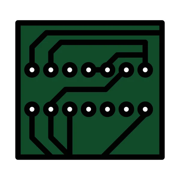Icône Circuit Imprimé Contour Audacieux Modifiable Avec Conception Remplissage Couleur — Image vectorielle