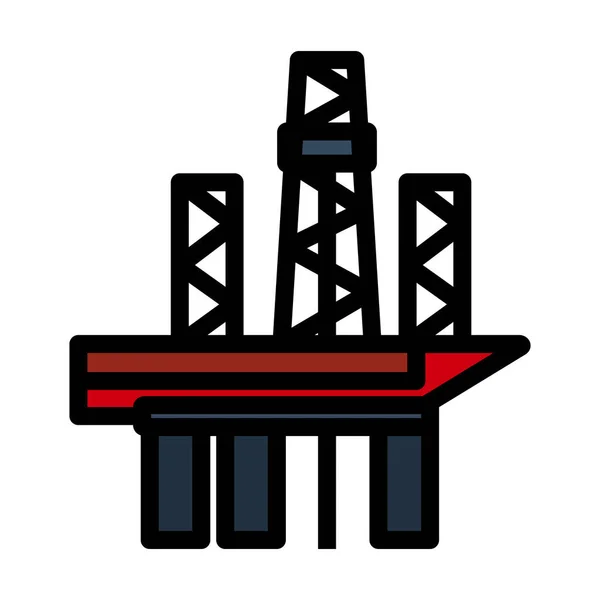 Ícone Plataforma Mar Petróleo Esboço Negrito Editável Com Design Preenchimento — Vetor de Stock