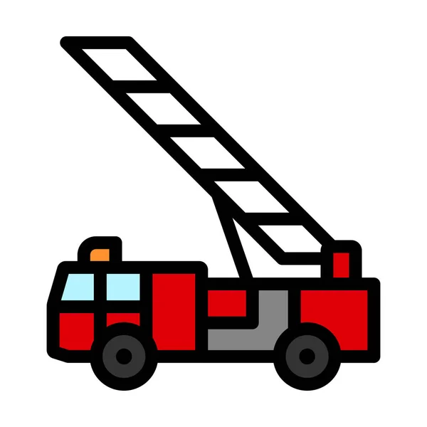 消防车Icon 可编辑的带有彩色填充设计的大胆轮廓 病媒图解 — 图库矢量图片