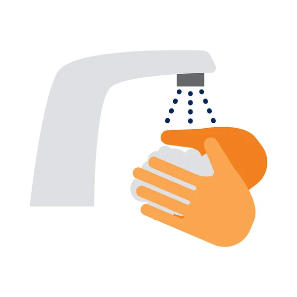 2019年预防结肠病毒病 Covid 洗手的图标 平面色彩设计 病媒图解 — 图库矢量图片