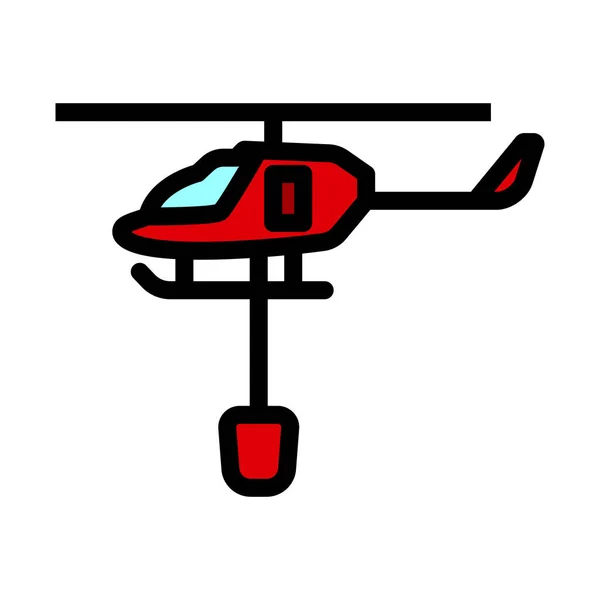 Icône Hélicoptère Service Incendie Contour Audacieux Modifiable Avec Conception Remplissage — Image vectorielle