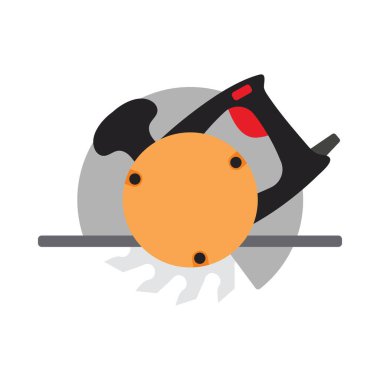 Dairesel Testere Simgesi. Düz Renk Tasarımı. Vektör İllüstrasyonu.