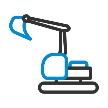 İnşaat Buldozer Simgesi. Renk Doldurma Tasarımı ile Düzenlenebilir Kalın Tasarım. Vektör İllüstrasyonu.