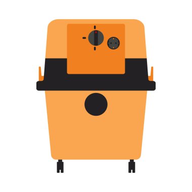 Süpürge Simgesi Temizleyicisi. Düz Renk Tasarımı. Vektör İllüstrasyonu.