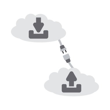 Bulut Bağlantısı Simgesi. Düz Renk Tasarımı. Vektör İllüstrasyonu.