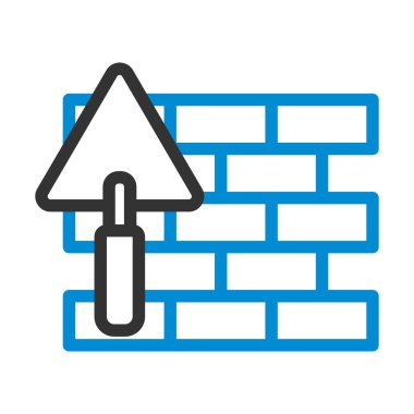 Tuğla Duvar ve Malafat Simgesi. Renk Doldurma Tasarımı ile Düzenlenebilir Kalın Tasarım. Vektör İllüstrasyonu.