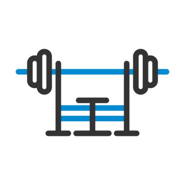 Halterli Benç Simgesi. Düzenlenebilir genişlikte kalın tasarım. Vektör İllüstrasyonu.