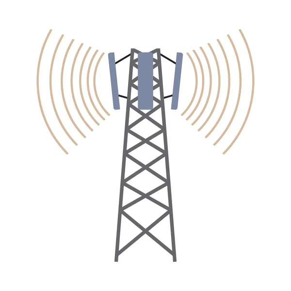 Icône Antenne Radiodiffusion Cellulaire Conception Couleur Plate Illustration Vectorielle — Image vectorielle