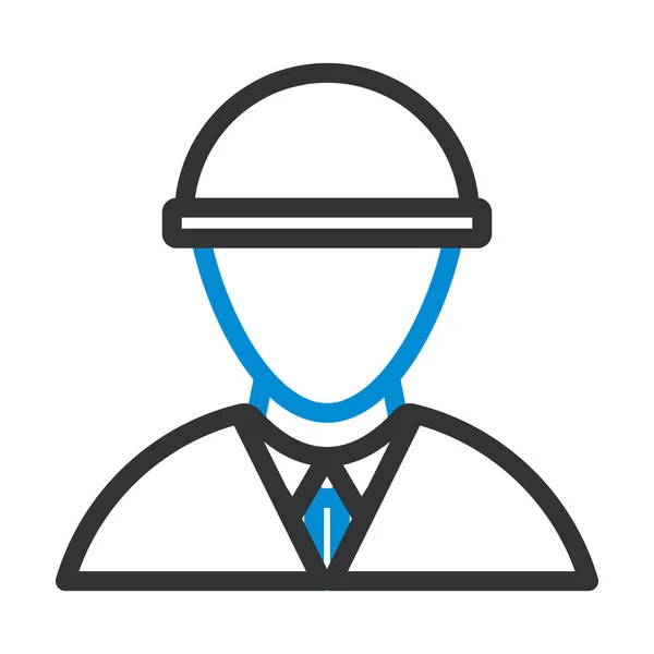 Icon Construction Worker Head Helmet Жирный Контур Таблицы Цветовой Начинкой — стоковый вектор