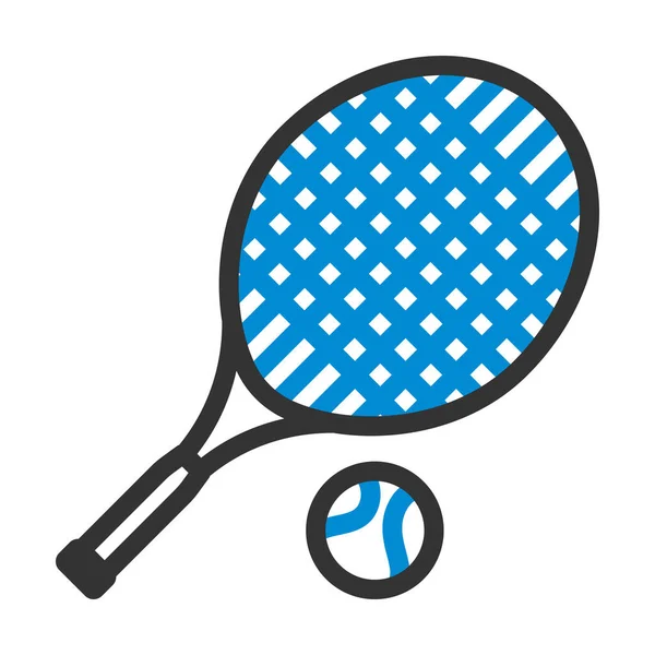 Ikone Des Tennis Rakete Und Ball Kühnes Outline Design Mit — Stockvektor