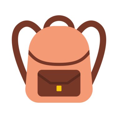 Okul Sırt Çantası Simgesi. Düz Renk Tasarımı. Vektör İllüstrasyonu.