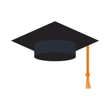 Mezuniyet ikonu. Düz Renk Tasarımı. Vektör İllüstrasyonu.