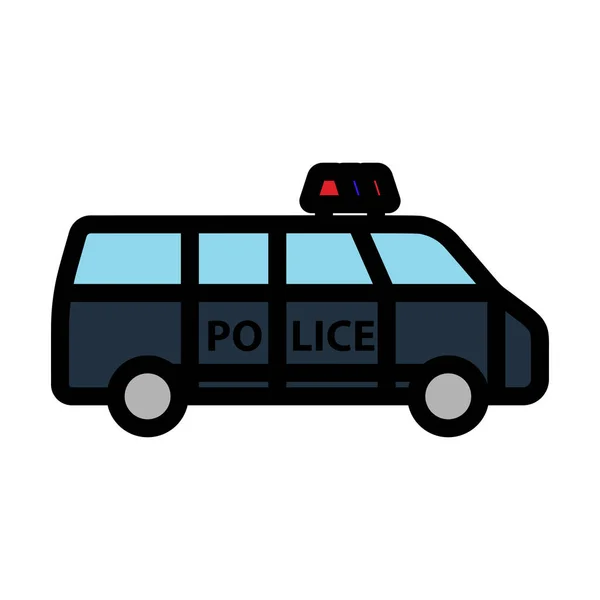 Polizia Van Icon Profilo Grassetto Modificabile Con Design Riempimento Colore — Vettoriale Stock