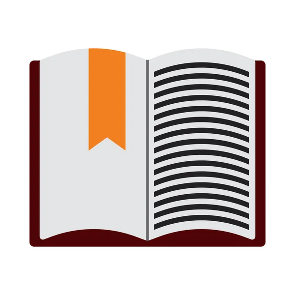 Icon Open Book Bookmark Flat Color Design Vector Illustration — Stock Vector