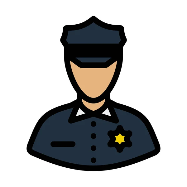 Policeman Icon Editable Bold Outline Color Fill Design Vector Illustration — Stock Vector