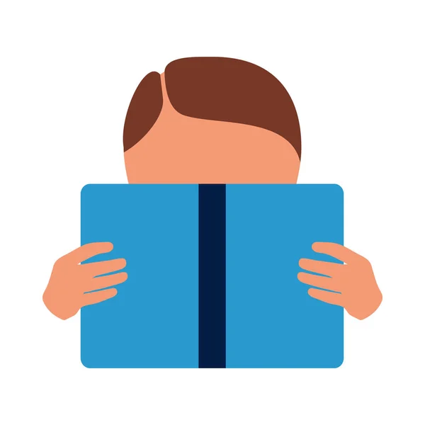 Ikoon Van Boy Reading Book Vlakke Kleur Ontwerp Vector Illustratie — Stockvector