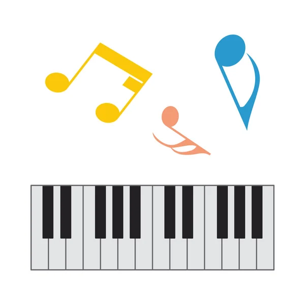 Icon Piano Keyboard Flat Color Design Vector Illustration — Stock Vector