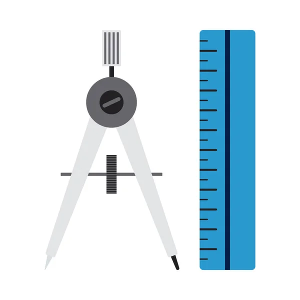 Ikonen För Compass Scale Platt Färgdesign Vektor Illustration — Stock vektor