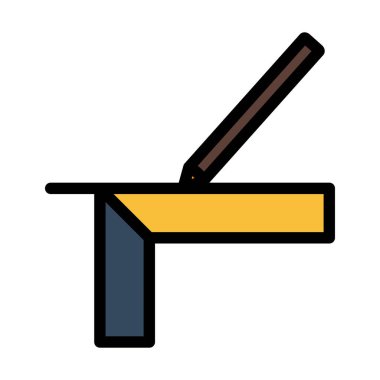 Ölçek Simgesi olan kalem satırı. Renk Doldurma Tasarımı ile Düzenlenebilir Kalın Tasarım. Vektör İllüstrasyonu.