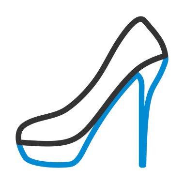 Yüksek Topuklu Ayakkabı Simgesi. Renk Doldurma Tasarımı ile Düzenlenebilir Kalın Tasarım. Vektör İllüstrasyonu.