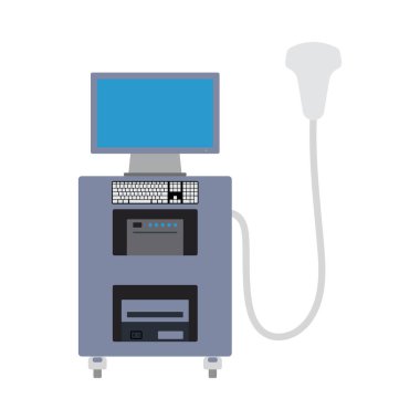Ultrasound Teşhis Makinesi Simgesi. Düz Renk Tasarımı. Vektör İllüstrasyonu.