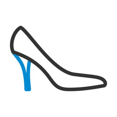 Orta Topuklu Ayakkabı Simgesi. Renk Doldurma Tasarımı ile Düzenlenebilir Kalın Tasarım. Vektör İllüstrasyonu.