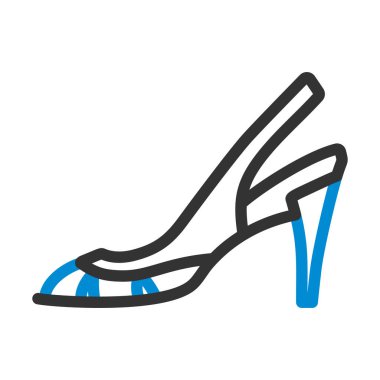 Kadın Topuklu Sandal Simgesi. Renk Doldurma Tasarımı ile Düzenlenebilir Kalın Tasarım. Vektör İllüstrasyonu.