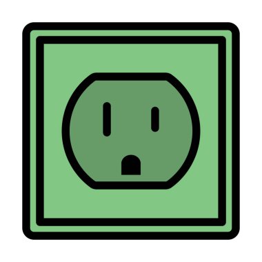 Elektrik prizi simgesi. Renk Doldurma Tasarımı ile Düzenlenebilir Kalın Tasarım. Vektör İllüstrasyonu.