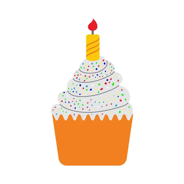 Eerste Verjaardag Cake Icon Vlakke Kleur Ontwerp Vector Illustratie — Stockvector