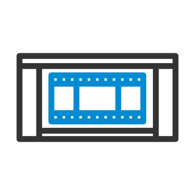 Sinema Tiyatrosu Salonu Simgesi. Renk Doldurma Tasarımı ile Düzenlenebilir Kalın Tasarım. Vektör İllüstrasyonu.