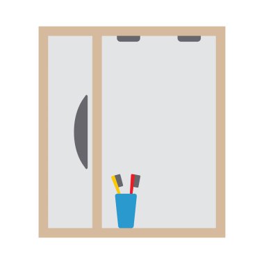 Banyo Aynası Simgesi. Düz Renk Tasarımı. Vektör İllüstrasyonu.