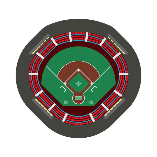 Baseballový Stadion Ikona Plochý Design Vektorová Ilustrace — Stockový vektor