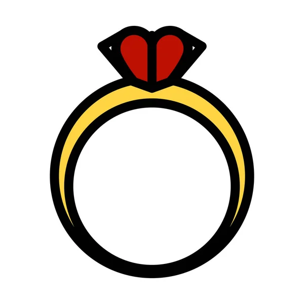Valentine Heart Ring Icon Editable Bold Outline Color Fill Design — 图库矢量图片