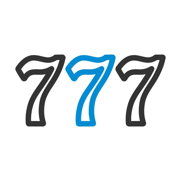 777 Ikona Upravitelný Tučný Obrys Barevným Vzorem Vektorová Ilustrace — Stockový vektor