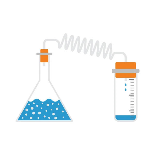 Kémiai Reakció Ikon Két Flaskával Lapos Color Design Vektorillusztráció — Stock Vector