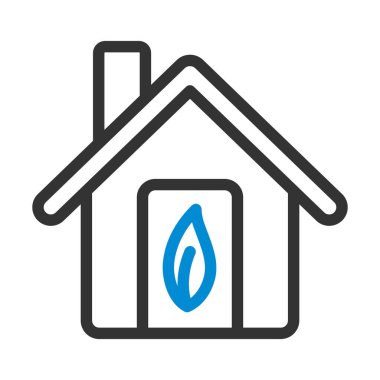 Yaprak Simgesi ile Ekolojik Ev. Renk Doldurma Tasarımı ile Düzenlenebilir Kalın Tasarım. Vektör İllüstrasyonu.