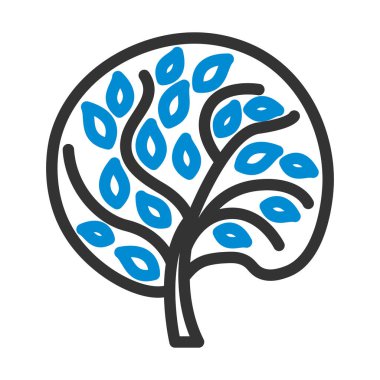 Yaprak Simgesi olan Ekolojik Ağaç. Renk Doldurma Tasarımı ile Düzenlenebilir Kalın Tasarım. Vektör İllüstrasyonu.