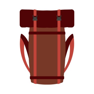 Kamp Çantası Simgesi. Düz Renk Tasarımı. Vektör İllüstrasyonu.