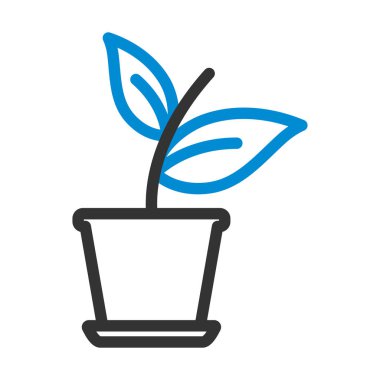 Çiçek Saksısı Simgesine Bitki. Renk Doldurma Tasarımı ile Düzenlenebilir Kalın Tasarım. Vektör İllüstrasyonu.