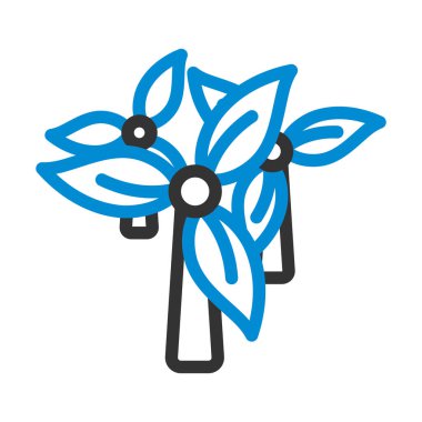 Rüzgâr değirmeninde Yapraklar Simgesinde. Renk Doldurma Tasarımı ile Düzenlenebilir Kalın Tasarım. Vektör İllüstrasyonu.