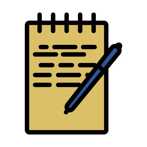 Notebook Pen Icon Editable Bold Outline Color Fill Design Vector — Stock Vector