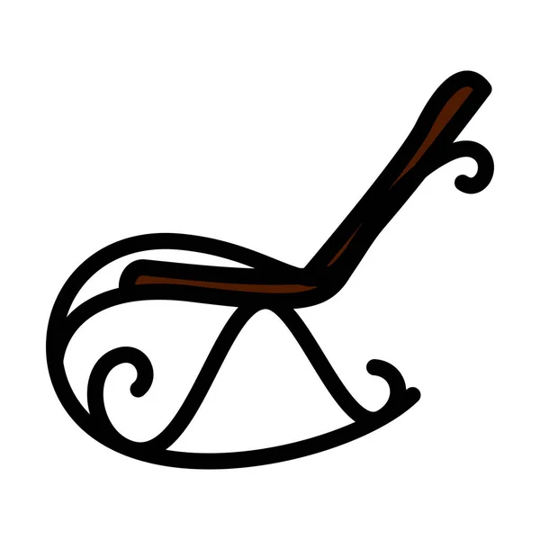 Rocking Chair Icon Upravitelný Tučný Obrys Barevným Vzorem Vektorová Ilustrace — Stockový vektor