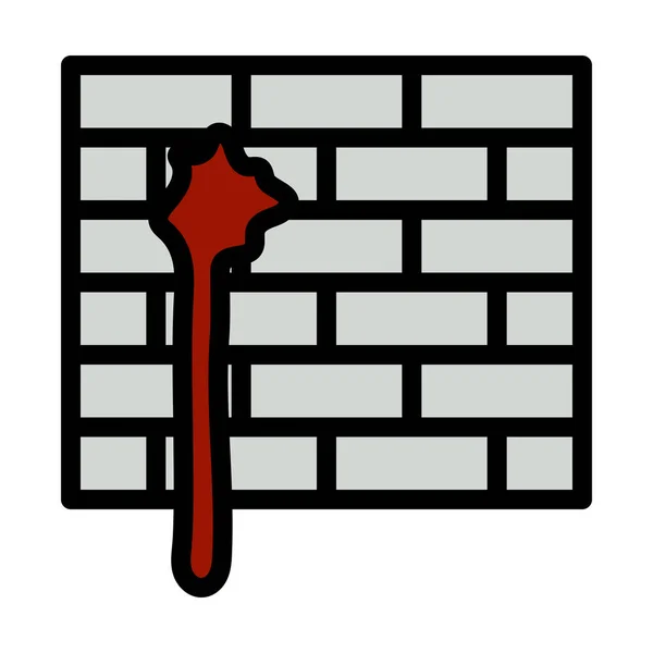 Ікона Цегляній Стіні Сміливий Контур Дизайном Заповнення Кольорів Векторна Ілюстрація — стоковий вектор