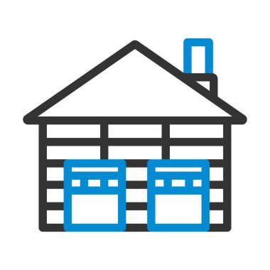 Depo Lojistik Kavram Simgesi. Renk Doldurma Tasarımı ile Düzenlenebilir Kalın Tasarım. Vektör İllüstrasyonu.