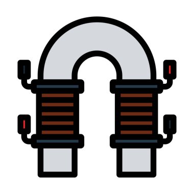 Elektrik Mıknatısı Simgesi. Renk Doldurma Tasarımı ile Düzenlenebilir Kalın Tasarım. Vektör İllüstrasyonu.