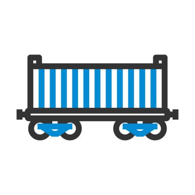 Demiryolu Kargo Konteynırı Simgesi. Renk Doldurma Tasarımı ile Düzenlenebilir Kalın Tasarım. Vektör İllüstrasyonu.