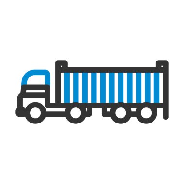 Konteynır Kamyonu Simgesi. Renk Doldurma Tasarımı ile Düzenlenebilir Kalın Tasarım. Vektör İllüstrasyonu.