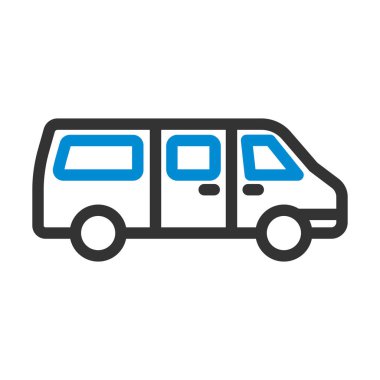 Ticari Van Icon. Renk Doldurma Tasarımı ile Düzenlenebilir Kalın Tasarım. Vektör İllüstrasyonu.