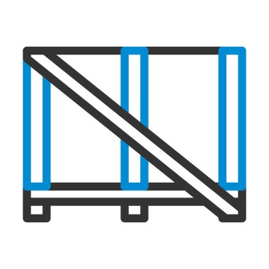 Kırılgan eşyalar için ahşap torba. Renk Doldurma Tasarımı ile Düzenlenebilir Kalın Tasarım. Vektör İllüstrasyonu.