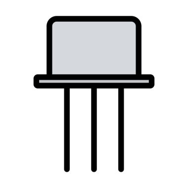 Transistör Simgesi. Renk Doldurma Tasarımı ile Düzenlenebilir Kalın Tasarım. Vektör İllüstrasyonu.